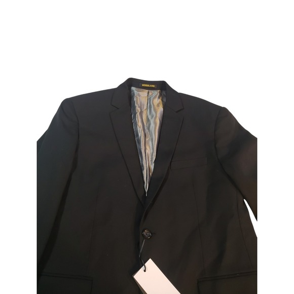 Woodland Mens Slim Fit Jacket Black 44L Single Breasted Double Vented Collared - Picture 2 of 16